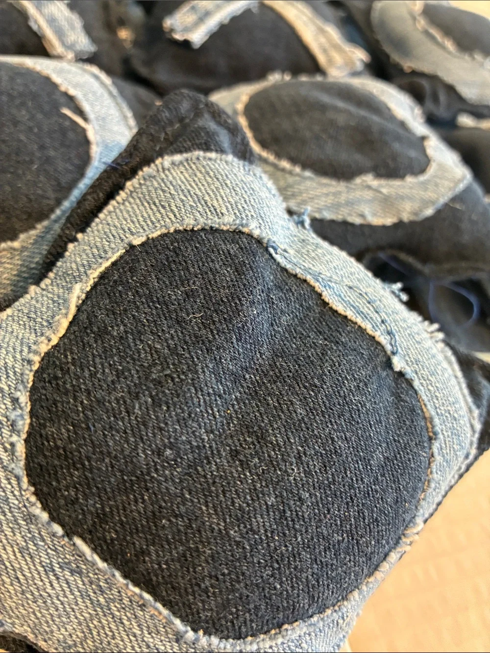 Handmade Denim Tic-Tac-Toe Toss Game Pillow Set - Dark Blue
